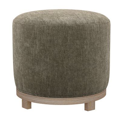 Lana - Swivel Ottoman With Wood Trim