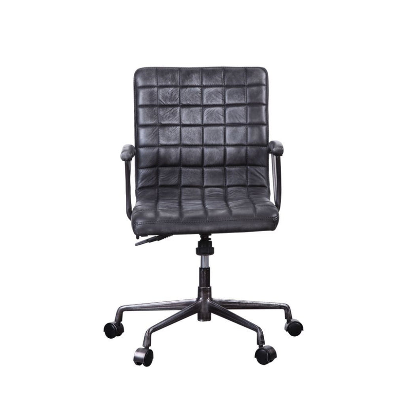 Barack - Office Chair - Vintage Black Top Grain Leather & Aluminum