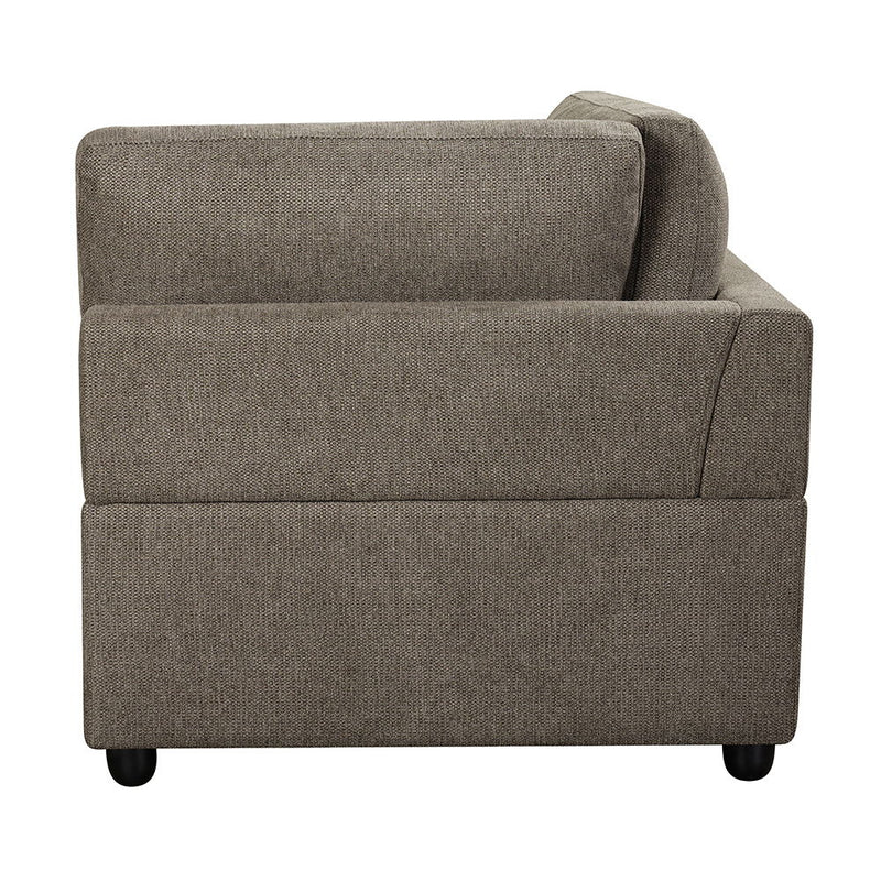 Rylie - Modular Wedge With 3 Pillows - Brown Linen