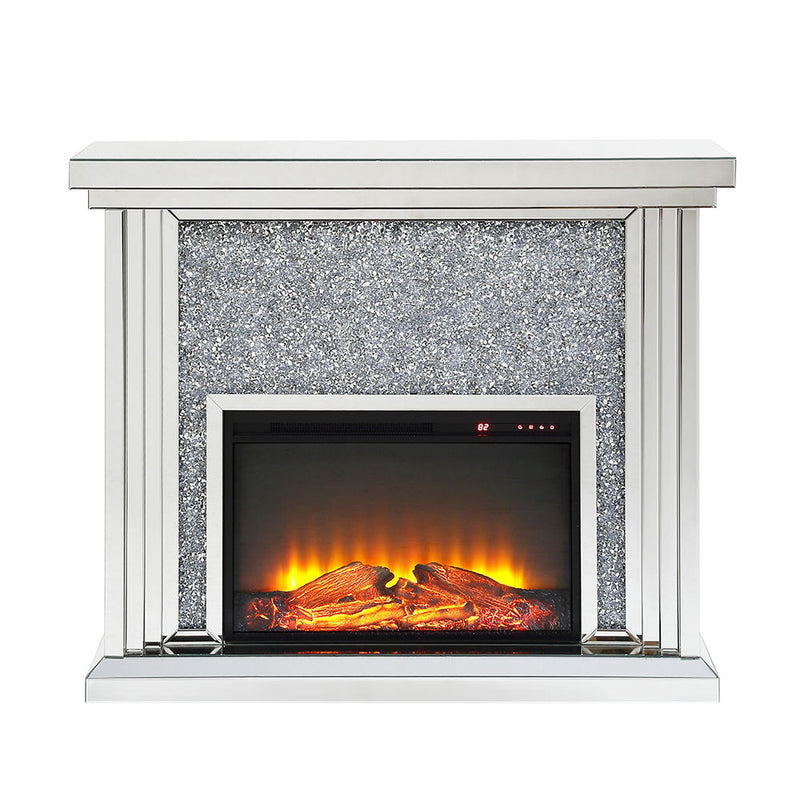 Noralie - 40" Fireplace - Mirrored & Faux Diamonds