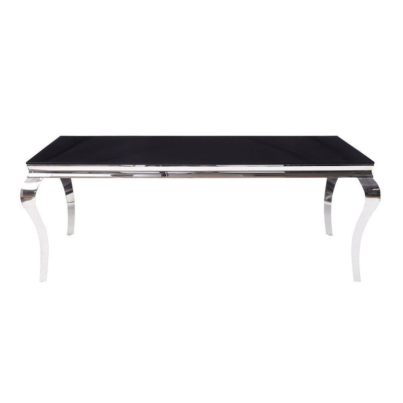 Fabiola - Dining Table - Black Glass Top & Stainless Steel