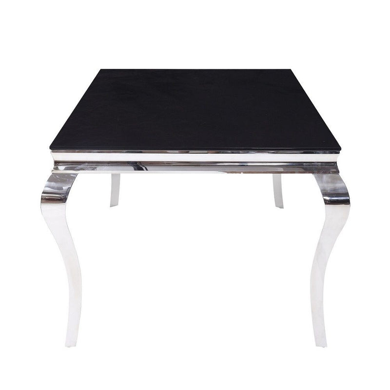 Fabiola - Dining Table - Black Glass Top & Stainless Steel