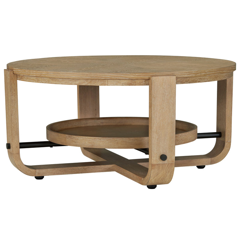 Escape - 3 Piece Occasional Table Set - Glazed Natural Oak / Black Metal Trim