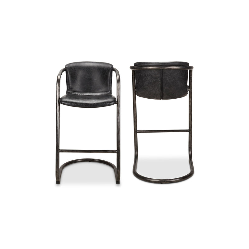 Freeman - Leather Barstool (Set of 2) - Onyx Black