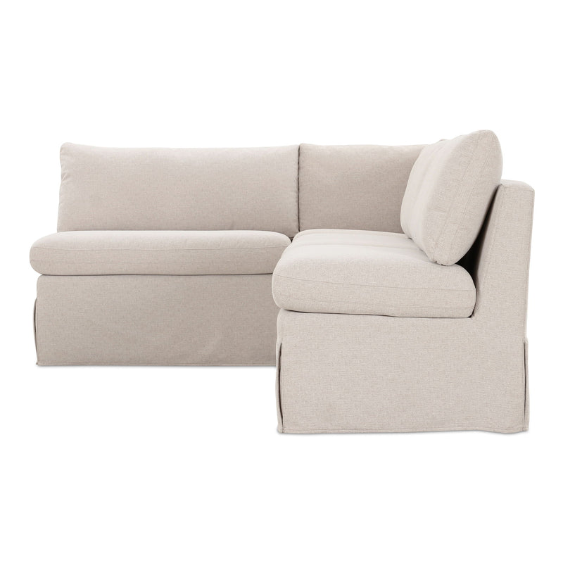 Fable - Slipcover Dining Banquette L-Shape Sectional With Slipper Chair - Beige